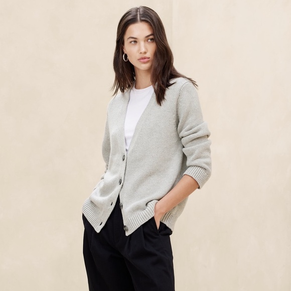Banana Republic Sweaters - Reduced! BANANA REPUBLIC Cotton Blend Silky Cozy Cardigan in GREY, Size Large